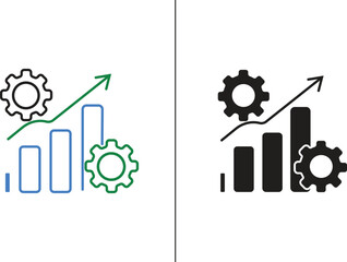 Obraz premium Business growth and progress icon with gears and graphs