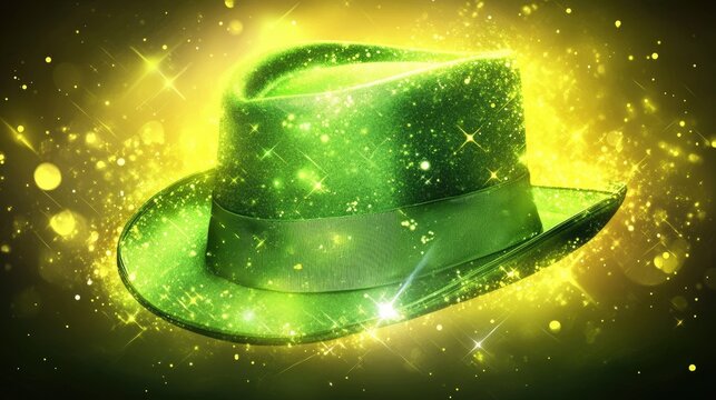 Glittering green hat, festive backdrop