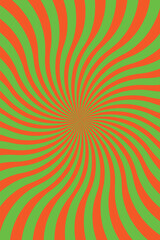 Fototapeta premium Vibrant psychedelic spiral pattern with green and red hues