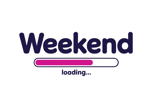 A colorful graphic illustration of a weekend loading bar