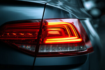 Modern car taillight design, sleek brake lights with LED pattern.