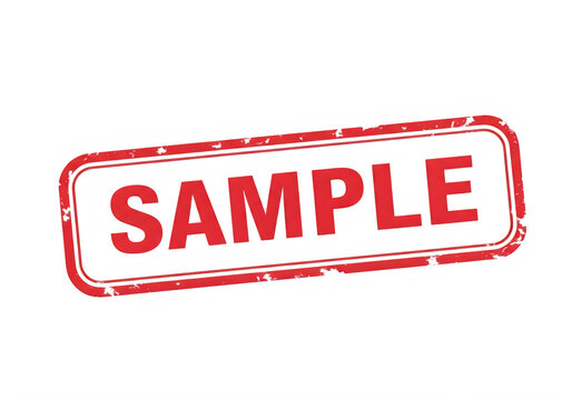 Red sample stamp with bold border and text isolated on transparent background