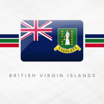 British Virgin Islands Flag Button: BVI Overseas Territory 3D Vector Emblem Illustration