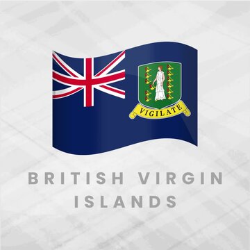 British Virgin Islands Waving Flag 3D Animation on Abstract Grey Background