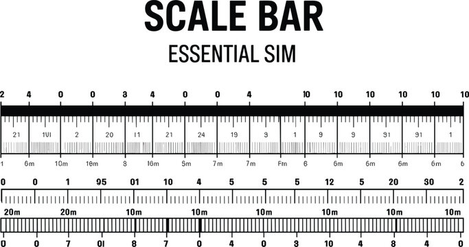 Detailed scale bar ruler illustration for accurate distance measurement, metric calibration tool, engineering and architectural design template with precision markings and layout guide