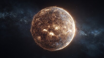 Fototapeta premium A spectacular illustration of a luminous star in the cosmos, emitting light and vigor, encircled by cosmic darkness and faint blue tones