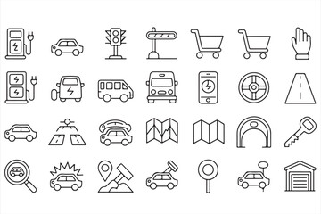 Fototapeta premium Collection of car and navigation icons for transport mobility and GPS interface design