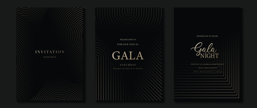 Art deco wedding invitation card vector. Luxury classic antique cards design for VIP invite, Gatsby invitation gold, Fancy party event, Save the date card and Thank you card. Vector illustration