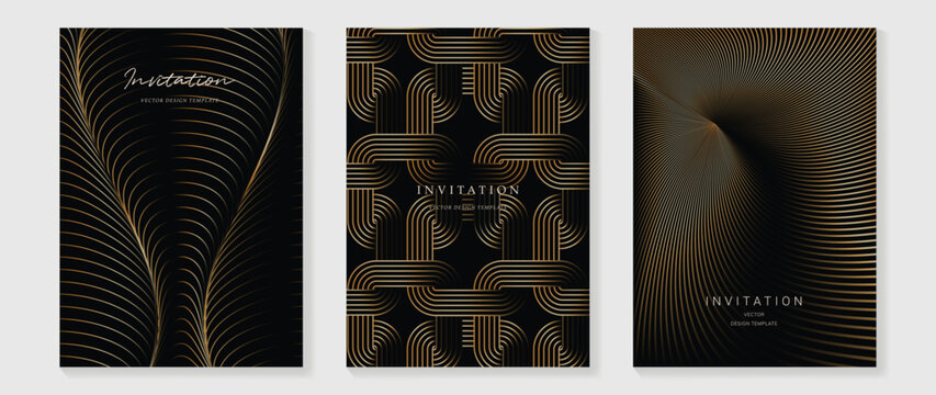 Art deco wedding invitation card vector. Luxury classic antique cards design for VIP invite, Gatsby invitation gold, Fancy party event, Save the date card and Thank you card. Vector illustration