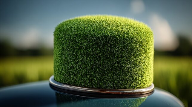 A calm green island surrounded by a smooth road, displaying the elegance of natural scenery and man-made architecture in unison