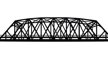 A striking black silhouette of a truss bridge spans a distance showcasing complex engineering details silhouette high quality professional detailed modern © Creativekhairul02
