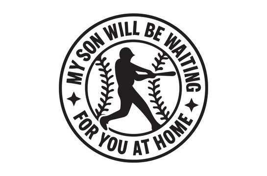 A circular design featuring a baseball player and heartfelt message