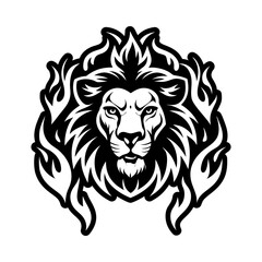 Obraz premium Zodiac lion face, glyph style icon