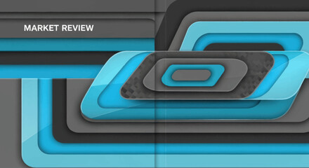 Obraz premium Market Review Abstract Geometric Shapes Blue and Gray.