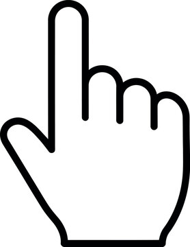 Black cursor hand pointing up finger