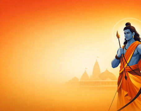 Traditional Lord Ram Poster for Ram Navami Ram Janmotsav Dussehra Vijayadashami Diwali Deepavali Deepotsav Ayodhya Ramlila Festive Design