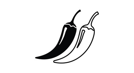 Obraz premium Two chili peppers are depicted in a stark black and white illustration creating a bold silhouette high quality professional detailed modern