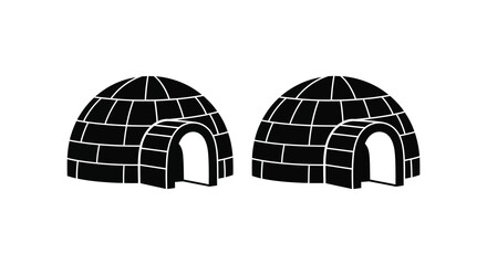 Two black igloo silhouettes are depicted against a white background showcasing traditional arctic dwellings silhouette high quality professional detailed modern elegant © Creativekhairul02