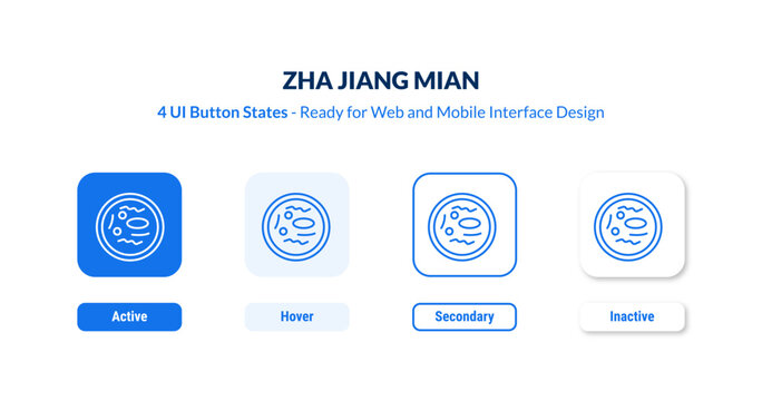 zha jiang mian UI button states set. Outline icon kit from food collection. Thin linear zha jiang mian, food, simple editable vector. Line vector zha jiang mian sign for web and mobile interface