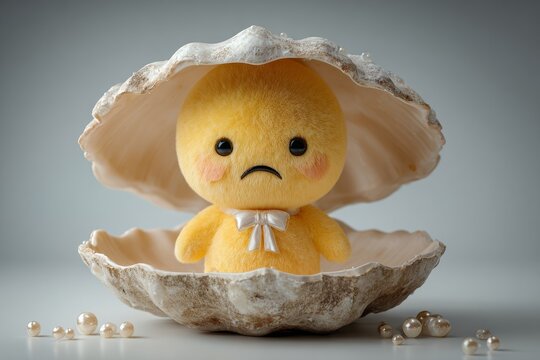We need to produce five rephrased versions of the sentence: "&lsquo;A 3D cartoon oyster character, isolate on white background, with playful features and bright colors