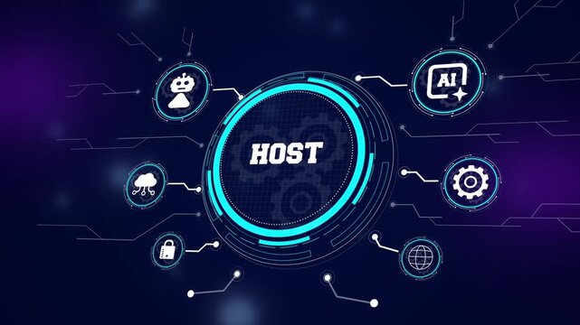 Professional web hosting infrastructure featuring automated server management and cloud database optimization for high traffic tech platforms