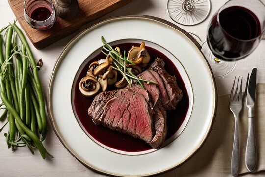 Roasted venison tagliata steak