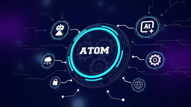 Sophisticated atomic science visualization with interactive hud elements for professional research in quantum physics and advanced nanotechnology projects
