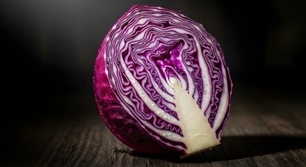 Fototapeta premium Red cabbage with detailed layered texture and premium look.