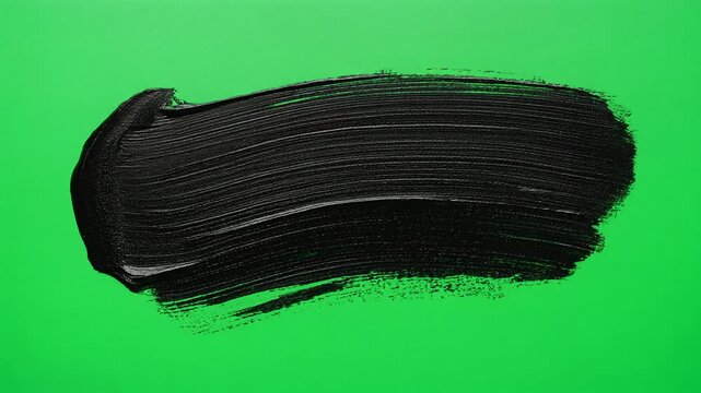 Bold black paint stroke across vivid green background, textured contrast, abstract modern art style.