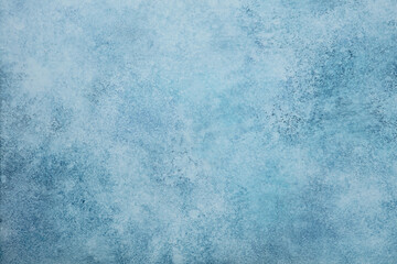Obraz premium Calm Icy Blue plaster wall background pattern with high resolution. Top view. Copy space.