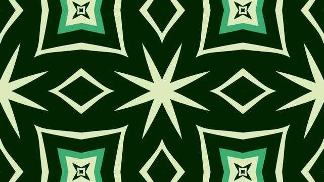 Abstract geometric kaleidoscope loop motion background with rotating star. vintage ornament.