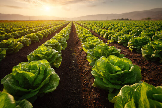 Farmer inspecting organic seedlings in rich soil on a sustainable mixed farm with solar panels and cover crops