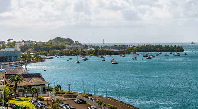 A view over a marina in Pointe a Pitre from the cruise terminal in Guadeloupe on a bright morning