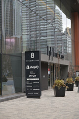 Naklejka premium tenant directory pylon outside 8 Spadina Av at The Well, Toronto