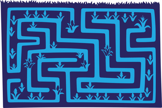 Silhouette of a blue maze isolated on transparent background