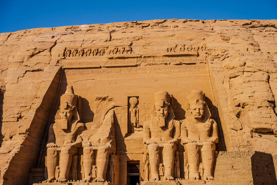 Seated statues of Ramses II at Abu Simbel temple
