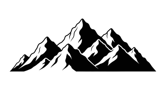 Majestic Mountain Range Silhouette Vector Illustration.