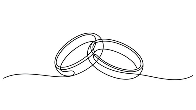 Interlocking rings drawn with a continuous line minimalist style