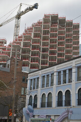 Naklejka premium KING Toronto: A study in hedonistic modernism. Pixelated glass-block peaks and geometric mountain flourishes by BIG (Bjarke Ingels Group) at 489-539 King St W