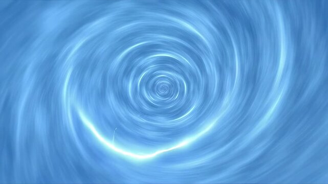 Medium shot of a spinning blue stormy vortex with bright lightning bolts striking through the swirling clouds