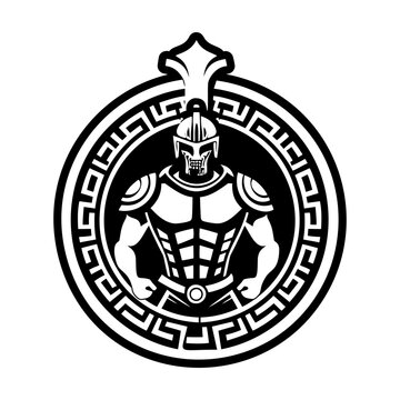 A filled style icon of ancient gladiator tattoo