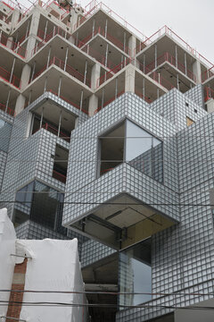 KING Toronto: A study in hedonistic modernism. Pixelated glass-block peaks and geometric mountain flourishes by BIG (Bjarke Ingels Group) at 489-539 King St W