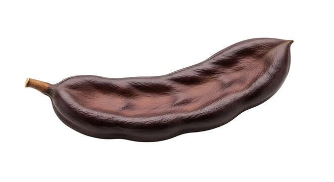 Single dry carob pod isolated on white background