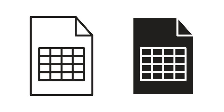 Spreadsheet icon silhouette design. Editable stroke outline icon on white background