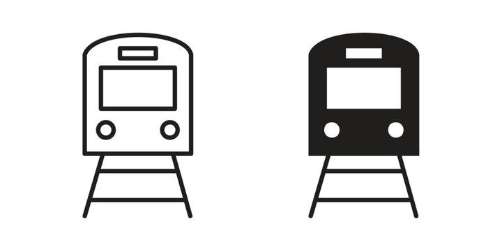 Subway icon silhouette design. Editable stroke outline icon on white background