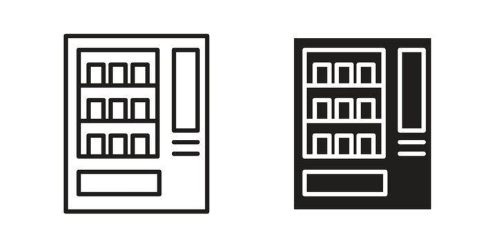 Vending machine icon silhouette design. Editable stroke outline icon on white background