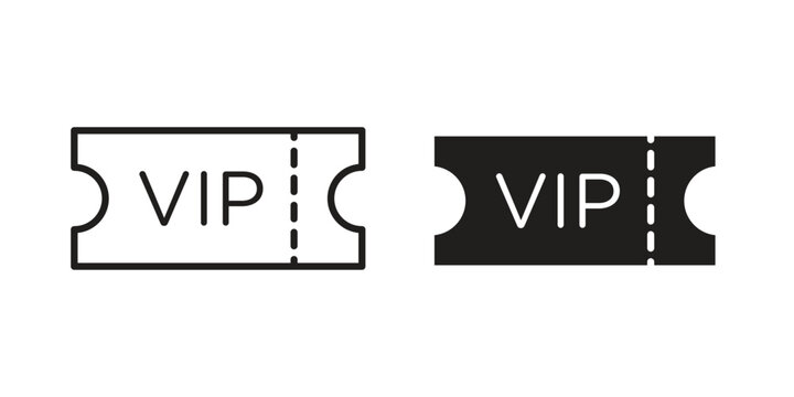 VIP pass icon silhouette design. Editable stroke outline icon on white background