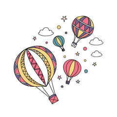 Fototapeta premium Set of 4 colorful hot air balloons vector illustrations