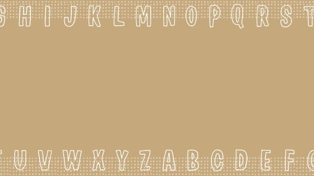 Alphabet border with hand drawn letters loop - beige