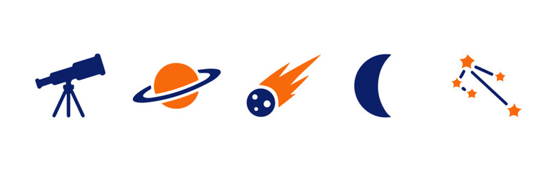 Space Exploration and Night Sky Observation Icons Collection © Tisdk Studio